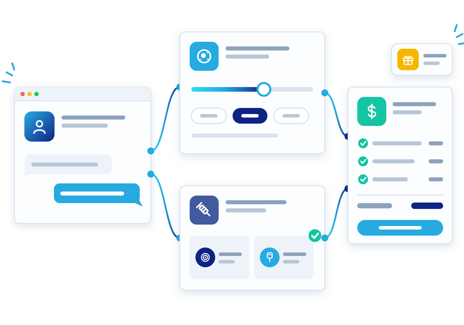 Pricing page illustration: pricing-works Illustration of the pricing process: free consultation, a personalized cell plan and delivery method, and a clear quote